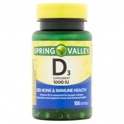 vitamina d3 de la marca Spring Valley 1000 IU (25 mcg), disponible para envio a todo Mexico