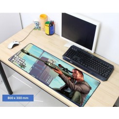 Tapete gamer de las medidas 80x30 cm  con el tema Grand Theft Auto V elaborado con tela ultra fina.