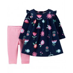 Conjunto de bestido y pantalon para niña de la marca carters. Talla: 12 meses. Envios a todo Mexico.