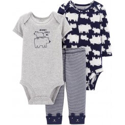 Conjunto de 2 páñaleras y pants de osos estamapdos. Marca: Carters. Envios a todo Mexico.