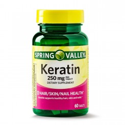 Keratina en capsulas de la marca Spring Valley, con una dosis de 250 mg