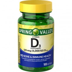 vitamina d3 de la marca Spring Valley 5000 IU (125 mcg), disponible para envio a todo Mexico